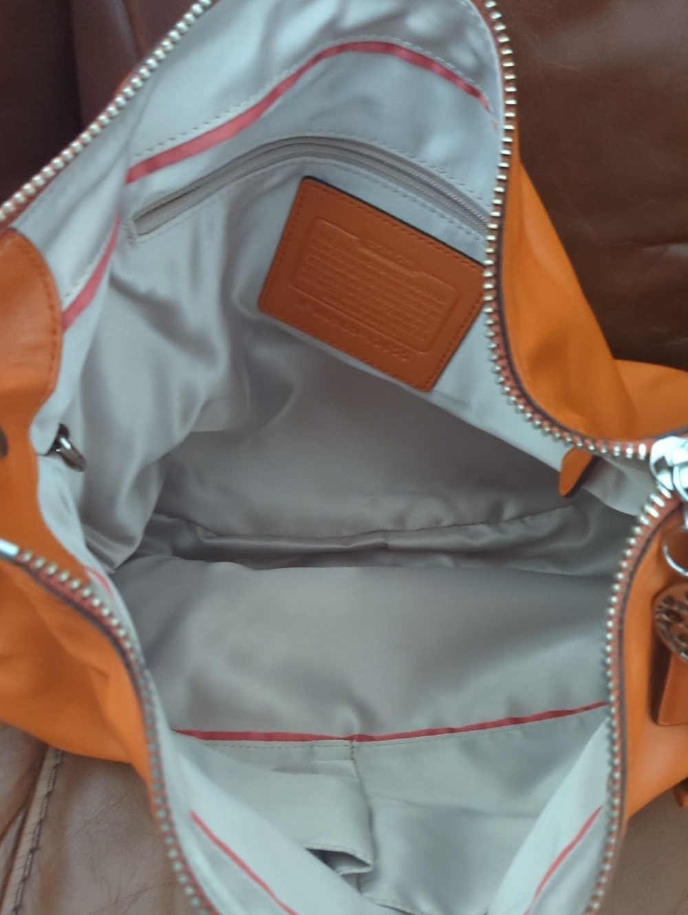 Coach Ali Orange Leather Hobo Shoulder Bag - Picture 8 of 15
